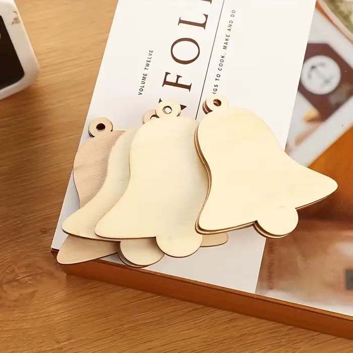 Ornements de noël en bois pour peindre, bricolage, cloches vierges, découpes, ornement en bois inachevé pour l'artisanat, arbre de noël suspendu, 10 pièces