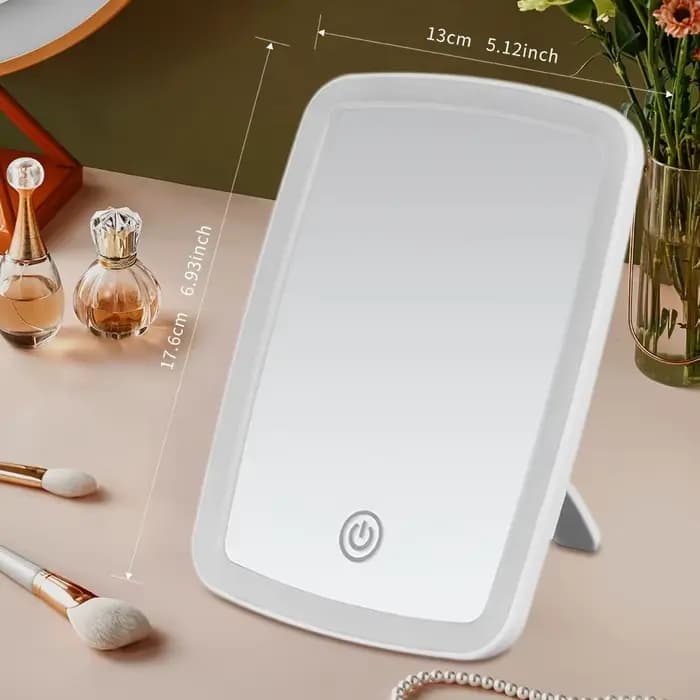 Miroir de maquillage LED avec support de bureau pliant Compact carré voyage cosmétique Portable éclairé
