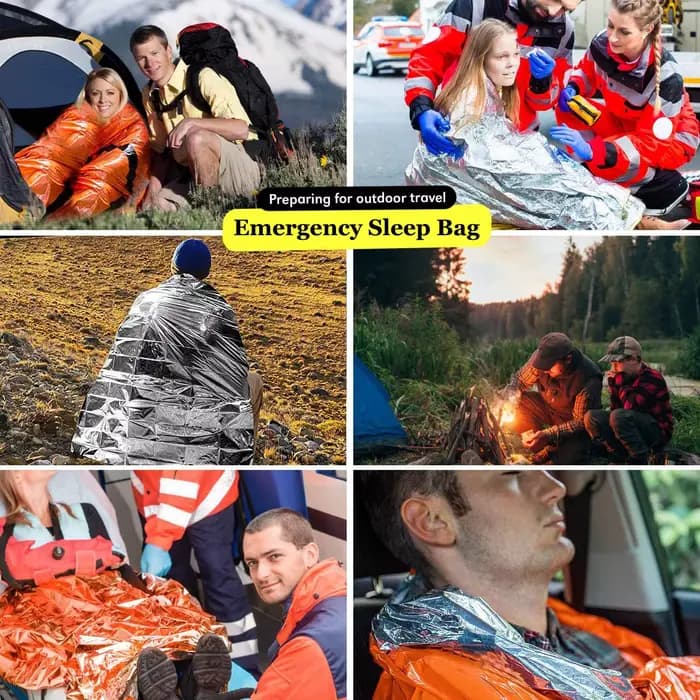 Sac de couchage de survie d'urgence Portable et étanche, équipement de Camping Edc en plein air, sac thermique, Kit de premiers secours, couverture en Mylar