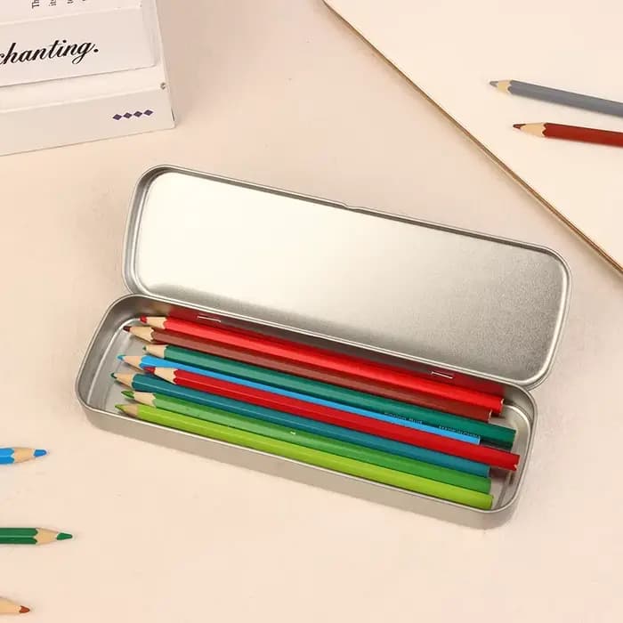Boîte à stylos en fer, boîte à crayons en métal polyvalente