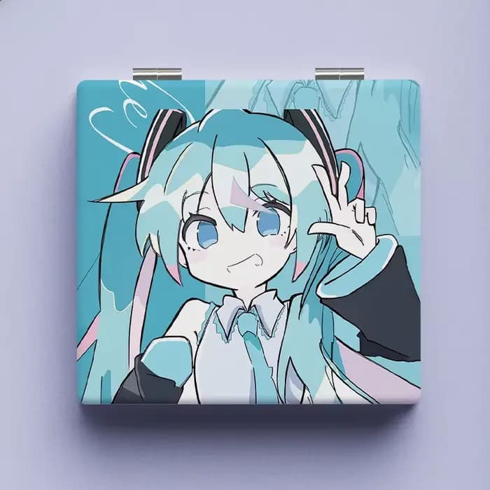 Hatsune-Miroir de Maquillage Pliable à Deux Faces pour Femme