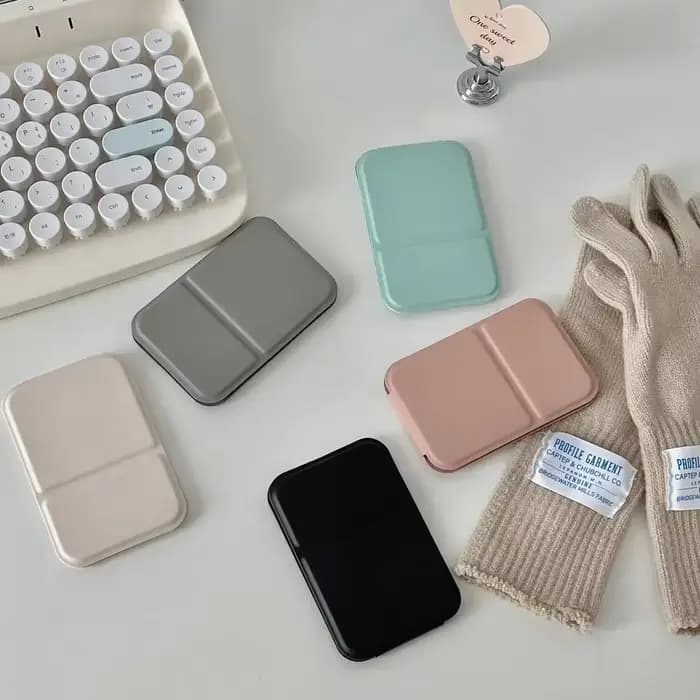 Miroir de maquillage de bureau en cuir PU