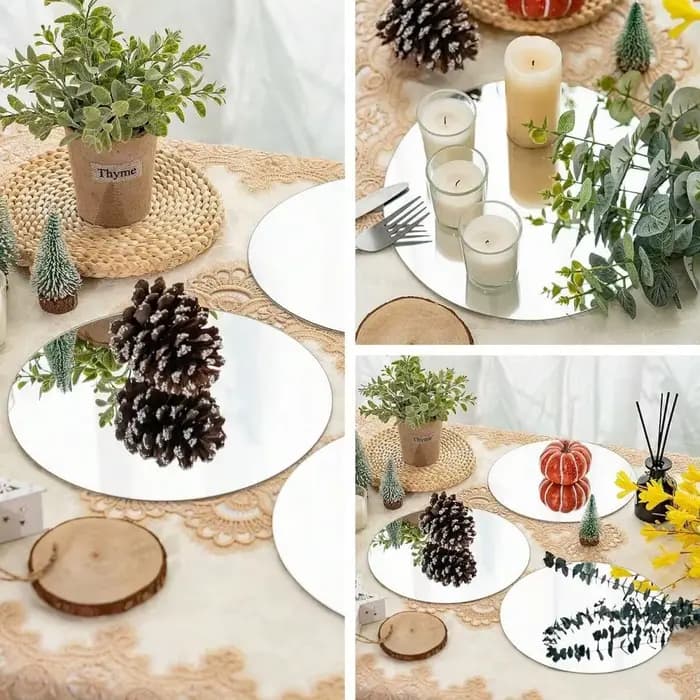 6 miroirs ronds en acrylique pour centres de table, miroirs circulaires, plateaux à bougies pour décoration murale, centres de table de mariage, plateau miroir rond