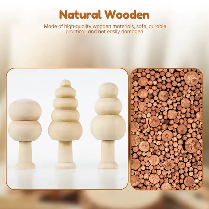 30/40 pièces arbres en bois inachevés peinture à la main couleur artisanat décor d'arbre de noël inachevé bois champignon peinture jouet cadeaux de noël