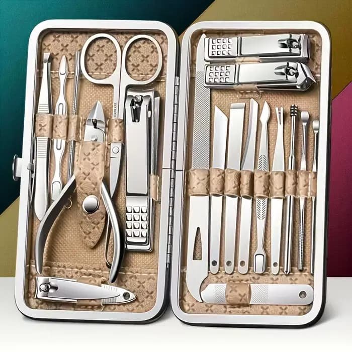 Ensemble d'outils de manucure et de pédicure 19 pièces/ensemble avec boîte de rangement