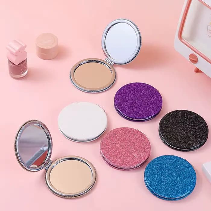 Miroir de maquillage rond pliable à paillettes