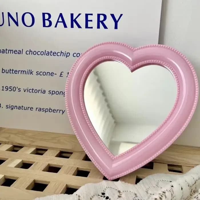 Miroir d'amour miroir de maquillage de table double miroir de dressing suspendu au mur coeur mignon livraison directe