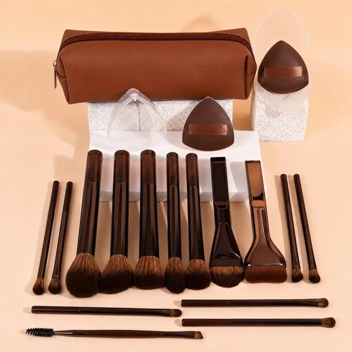 Ensemble de pinceaux de maquillage - 18 pièces multifonctionnelles de haute qualité - Incluant 15