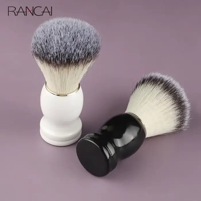 Pinceau à raser la barbe, pinceaux de maquillage, 1 pièce, manche en bois, poils naturels, pour salon de coiffure, barbier, mousse à raser, outils de nettoyage facial pour hommes