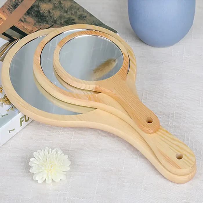 Miroir de maquillage en bois personnalisé avec nom gravé