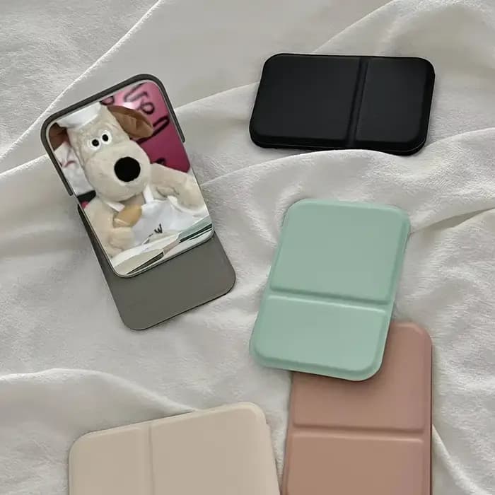 Miroir de maquillage de bureau en cuir PU