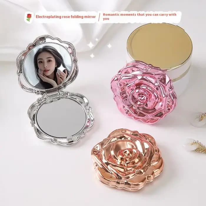 Mini miroir Portable rétro fleur de Rose