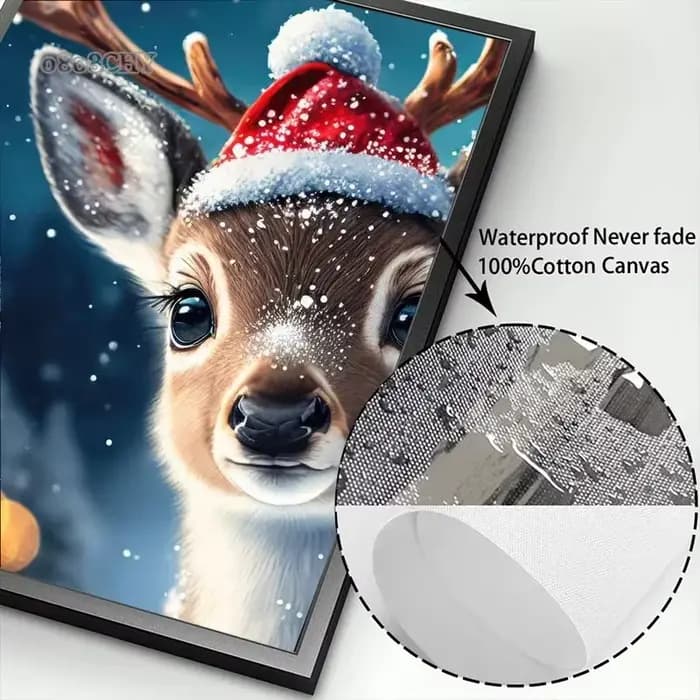 Toile d'art de décoration murale de noël, peinture festive de renne de noël, cadeaux du père noël, affiches de bonhomme de neige, Art imprimé pour la décoration de la maison