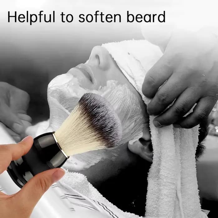 Pinceau à raser la barbe, pinceaux de maquillage, 1 pièce, manche en bois, poils naturels, pour salon de coiffure, barbier, mousse à raser, outils de nettoyage facial pour hommes