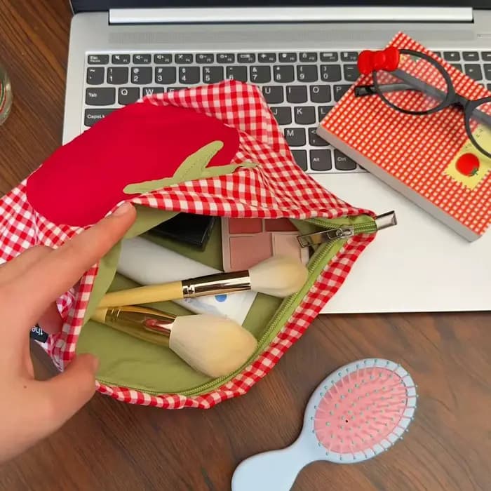 Trousse de maquillage mignonne de grande capacité • Pochette de toilette portable • Organisateur cosmétique polyvalent minimaliste