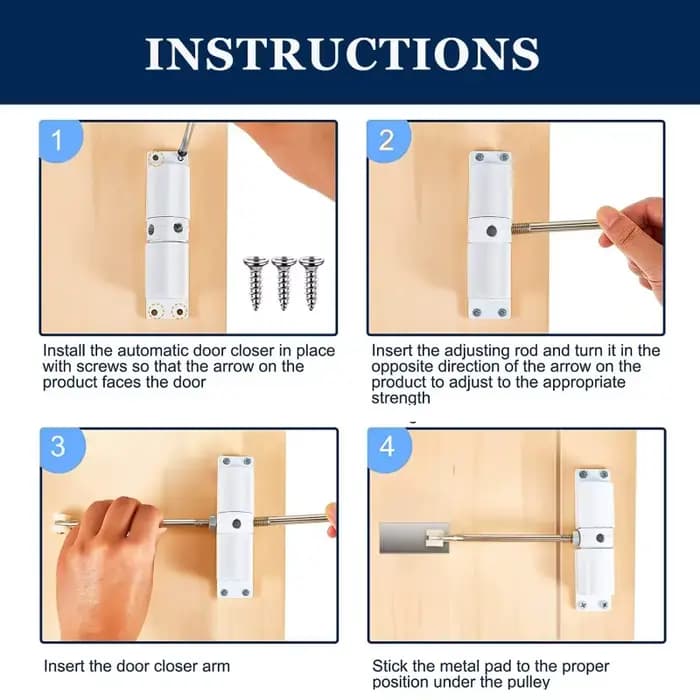 Ferme-porte automatique à 180 degrés en métal, réglable, robuste, ressort de sécurité silencieux, Durable, conversion de porte à charnière, intérieur et extérieur