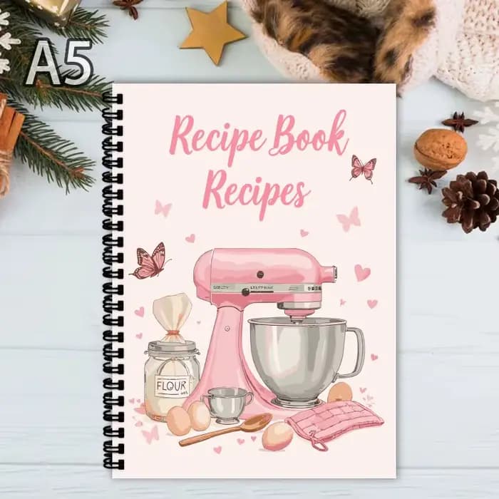 Livre de recettes vierge A5 – Planificateur personnalisé pour les amateurs de cuisine, les plans de repas de bricolage et les manuels de recettes familiales