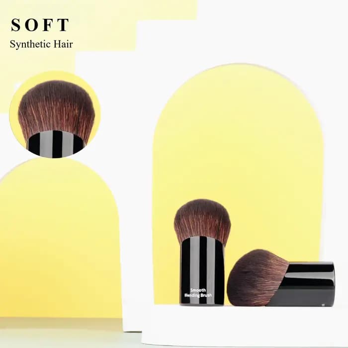 Kabuki – brosse de mélange lisse, coudée, Portable, pour poudre de voyage, fond de teint, outil cosmétique avec cheveux synthétiques
