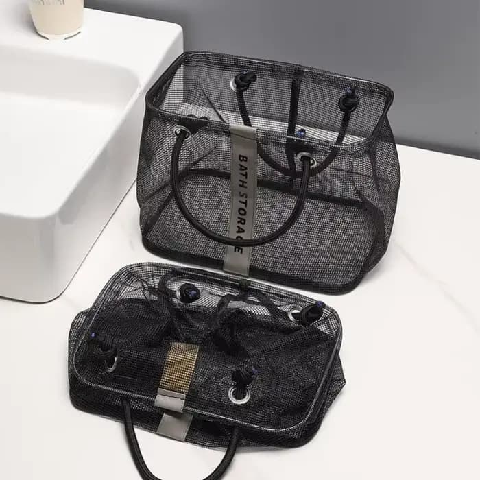 Trousse de toilette en maille avec trous de drainage – Organisateur de douche portable pour hommes et femmes