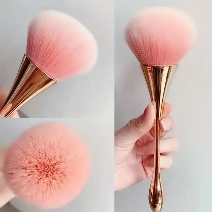 Pinceau de maquillage en forme d'éventail rose doré