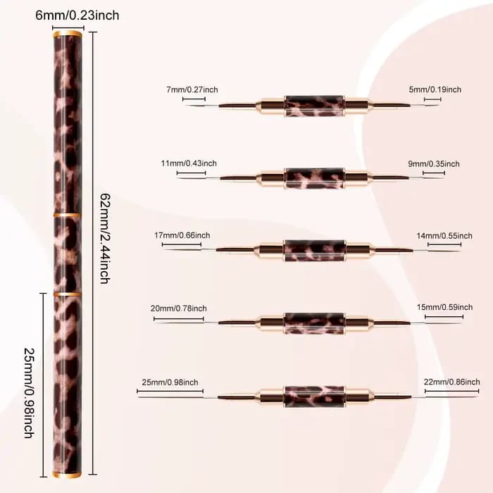 Ensemble de pinceaux à double extrémité pour la conception d'ongles