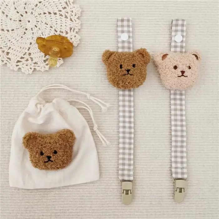 1 pièces mignon ours bébé attache-sucette chaîne porte-factice sucette Clips sangle porte-mamelon infantile alimentation bébés accessoire