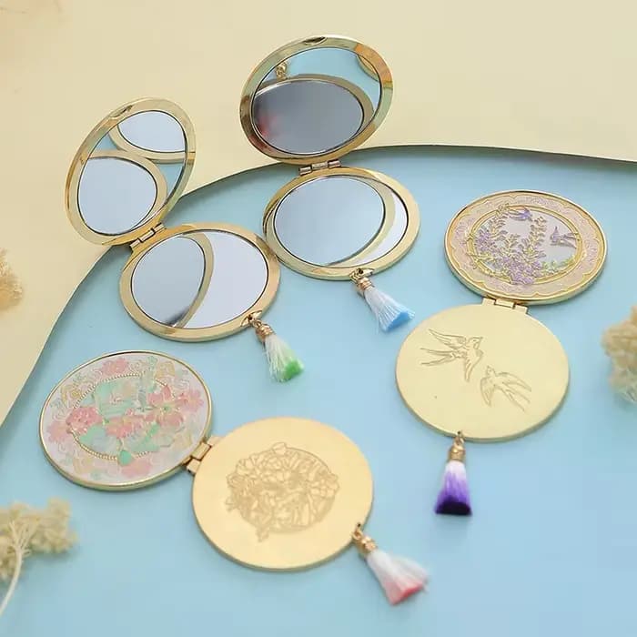 Miroir de maquillage en métal artisanal de Style chinois