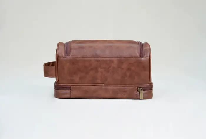 Trousse de toilette, Kit d'organisation de voyage en cuir pour hommes avec crochet de suspension