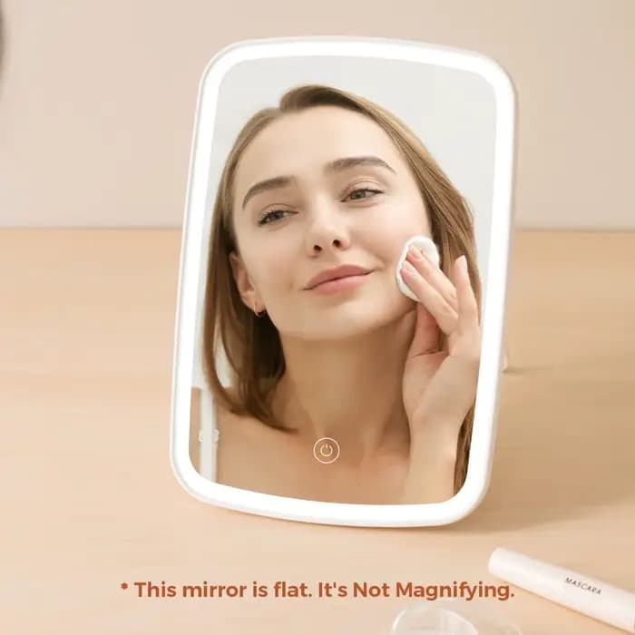 Miroir de maquillage LED avec support de bureau pliant Compact carré voyage cosmétique Portable éclairé