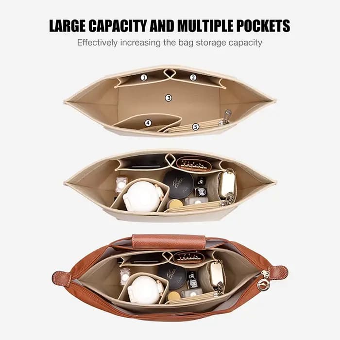 Le sac cosmétique de doublure d'insertion de feutre convient pour LongChamp