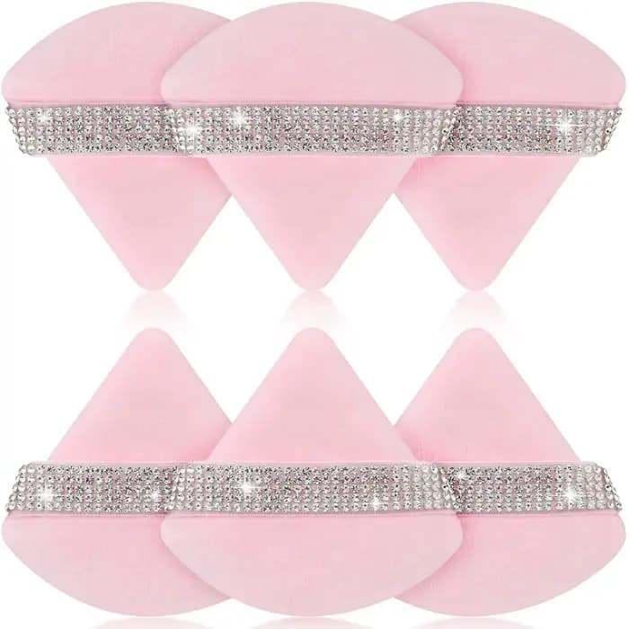 3 pièces rose Triangle poudre bouffée visage doux outil de maquillage éponge velours