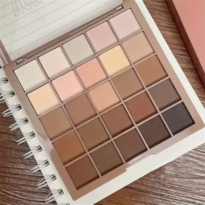 Palette de fards à paupières de 25 couleurs – Ton brut neutre gris et marron