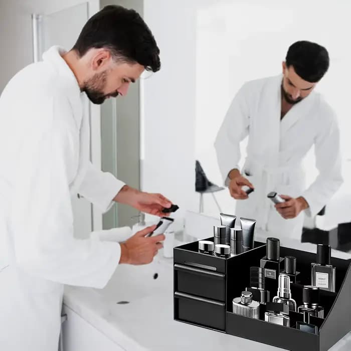Boîte de rangement pour parfums pour hommes avec tiroirs - Organiseur cosmétique