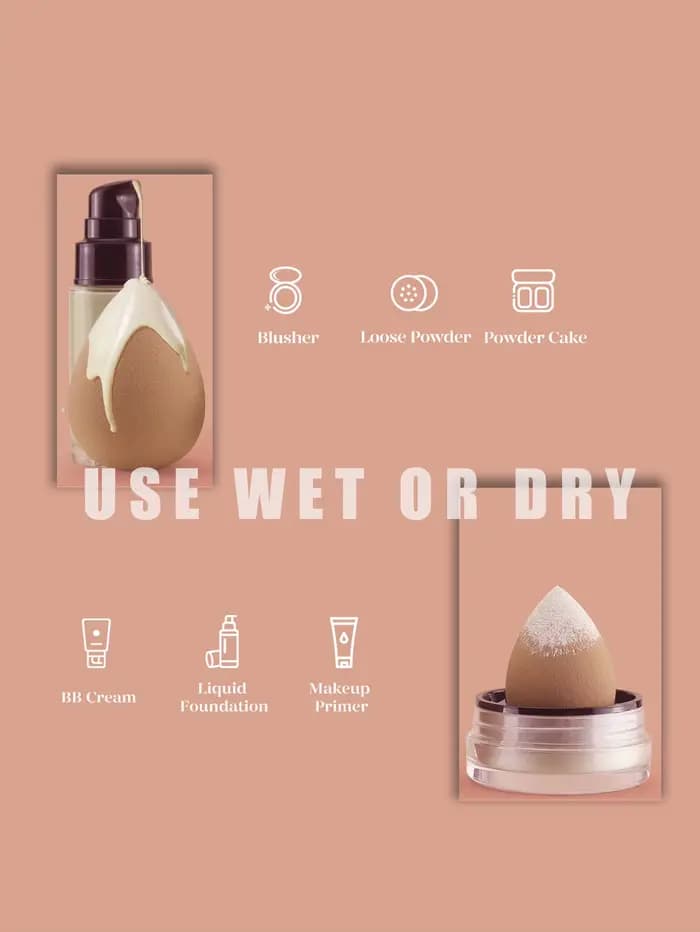 Mélangeur de fond de teint 4/8 ; Éponge cosmétique