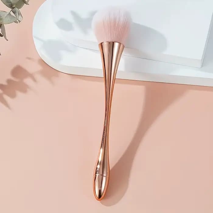 Pinceau de maquillage en forme d'éventail rose doré