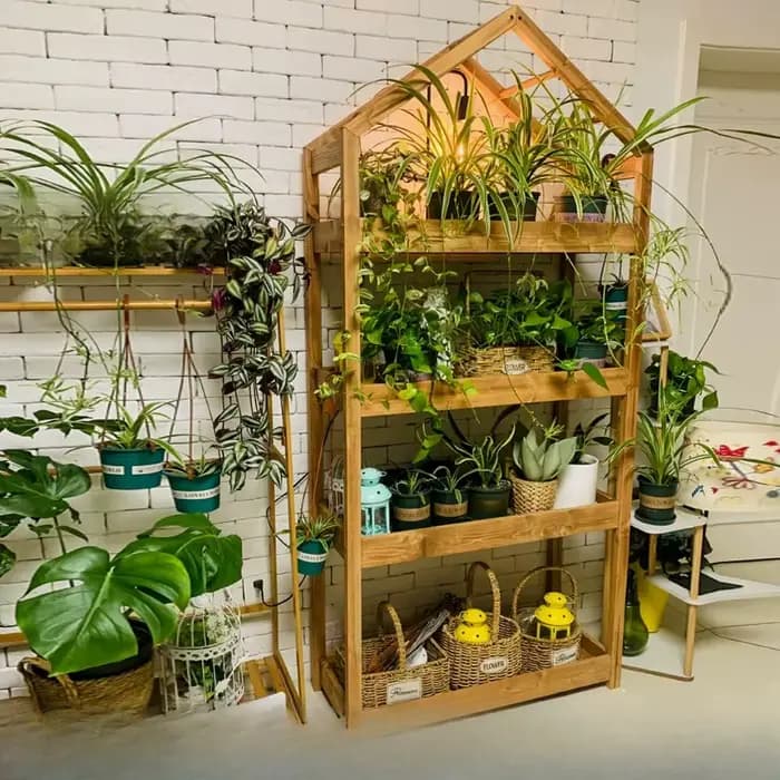 Supports de plantes noirs pour jardin, étagères en bois pour pots, supports de plantes pour patio, supports de fleurs d'extérieur, mobilier de terrasse Giardino Arredamento Esterno