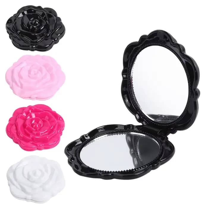 Miroir de maquillage double face en forme de rose