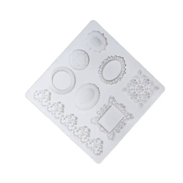 Moules en silicone pour bordure de gâteau, miroir, fleur, gemme, instituts de bijoux, outils de décoration de gâteaux, pâte à gomme, chocolat, bonbons
