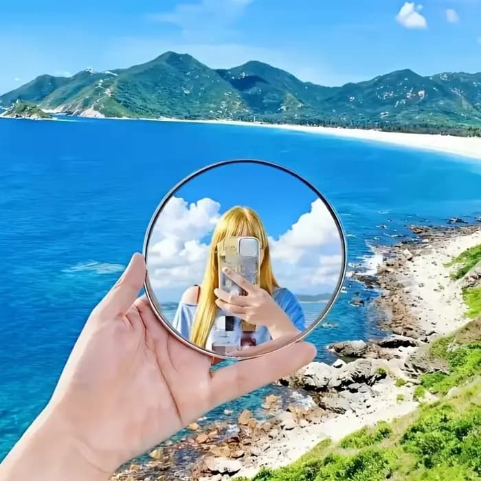 Miroir convexe rond, mini miroir portable