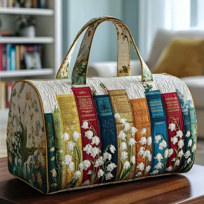 Sac fourre-tout matelassé à motif de livre imprimé en 3D