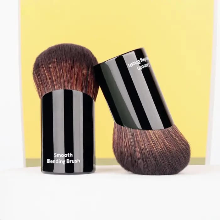 Kabuki – brosse de mélange lisse, coudée, Portable, pour poudre de voyage, fond de teint, outil cosmétique avec cheveux synthétiques