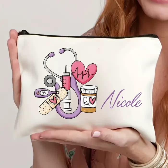 1 pièce Trousse de maquillage personnalisable DIY avec motif infirmière