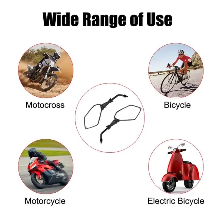 8mm 10mm rétroviseur convexe arrière poignée barre fin rétroviseurs latéraux pour Scooter e-bike moto 1 paire miroir de moto