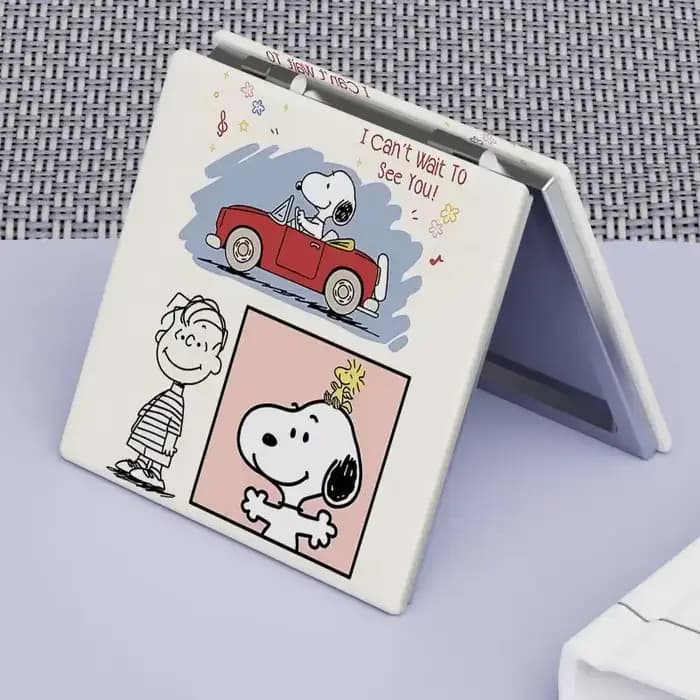 Snoopys miroir de maquillage de dessin animé mignon Mini miroirs à main pliants Portable étudiant filles carré petit