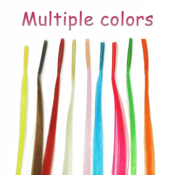 Kit d'extension de cheveux arc-en-ciel de 16 pouces, couleur synthétique, extension de cheveux en bâton, femmes avec microperles, cosplay pour dames