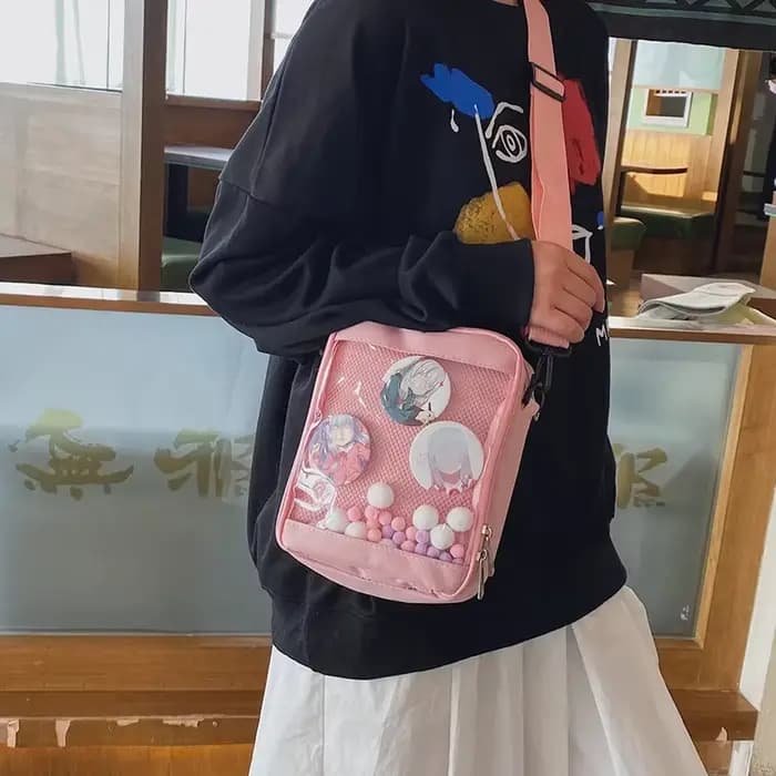 Kawaii Mini sacs à bandoulière pour femmes mignon PVC Transparent petit clair rose Ita sac noir blanc femmes sac à bandoulière sac à main