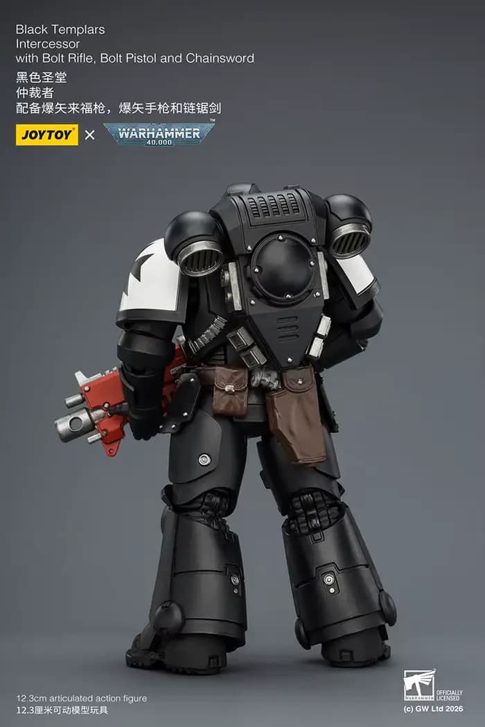 【Accessoires】Figurine d'action JOYTOY Warhammer 1/18, Intercesseur des Templiers Noirs avec fusil à balle, pistolet à balle et épée à chaînes, modèle de jouet
