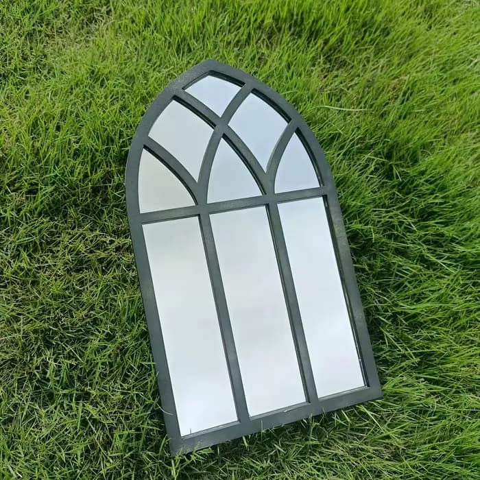 1 pièce Miroir mural arqué en bois et acrylique