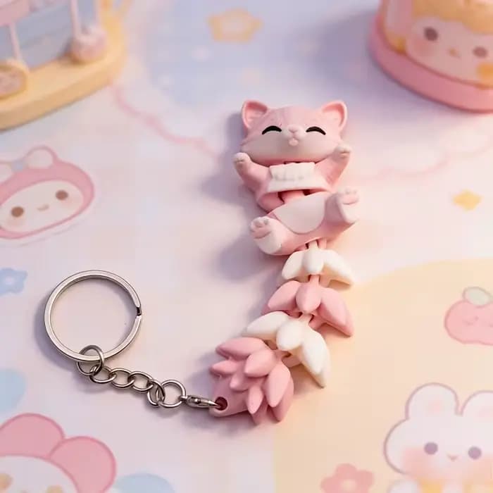 Porte-clés chat rose mignon, un accessoire adorable adapté aux sacs à main, aux sacs à dos et aux portefeuilles
