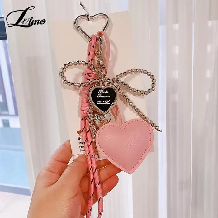 Porte-clés à pampilles en forme de cœur d'amour, breloque de luxe, fait à la main, créatif, nœud papillon, mignon, brillant, accessoires de sac